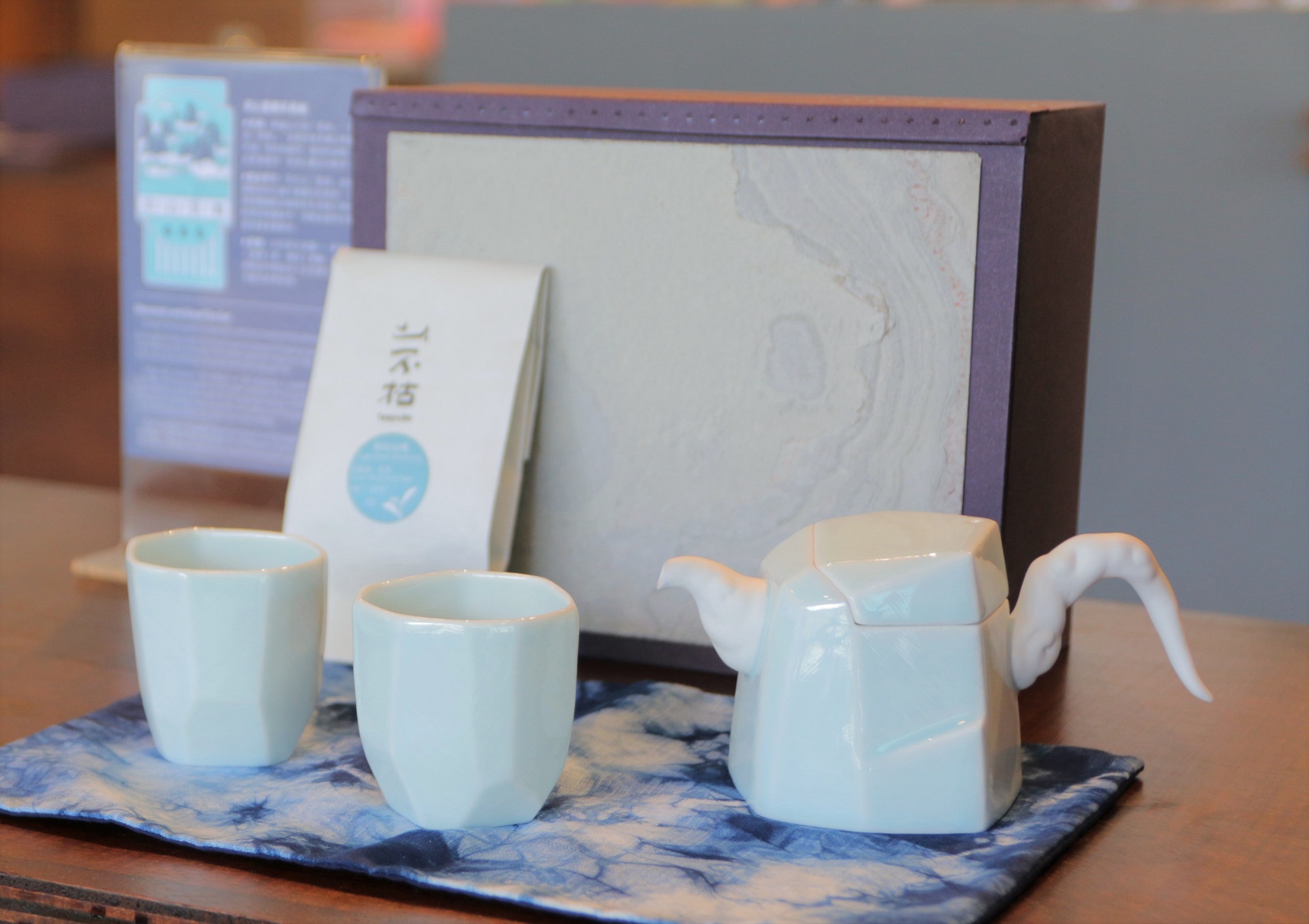 茶山雲舞茶具組-正把壺(藍)